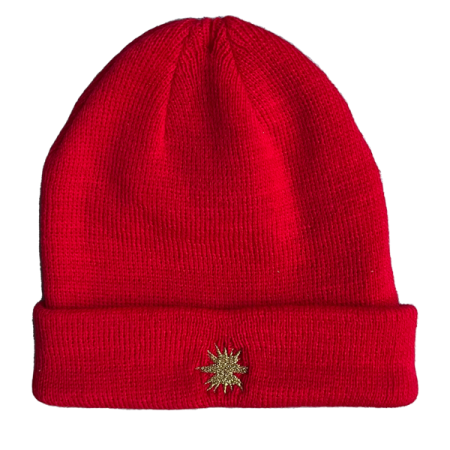 Kinder Beanie – Wintermütze schwarz/rot